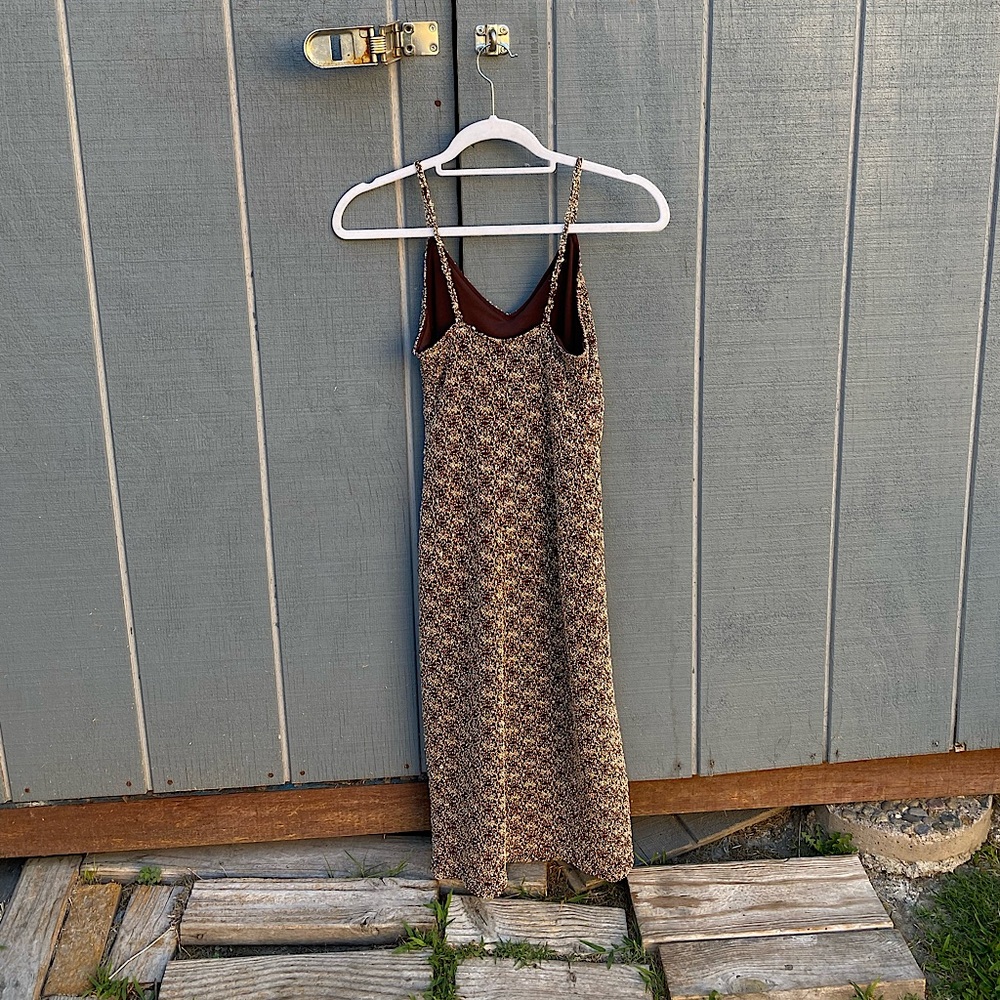 vintage white brown dress